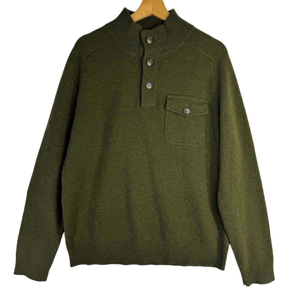 J.Crew Men’s Medium 100% Lambs Wool Mock Neck Ribbed Sweater size L